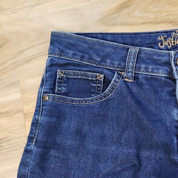 🧚♂️Justice Blue Denim Cuffed Bermuda Jean Shorts 14 Plus - Picture 4 of 8